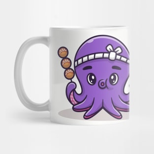 Cute Octopus With Takoyaki Cartoon Vector Icon Illustration Mug